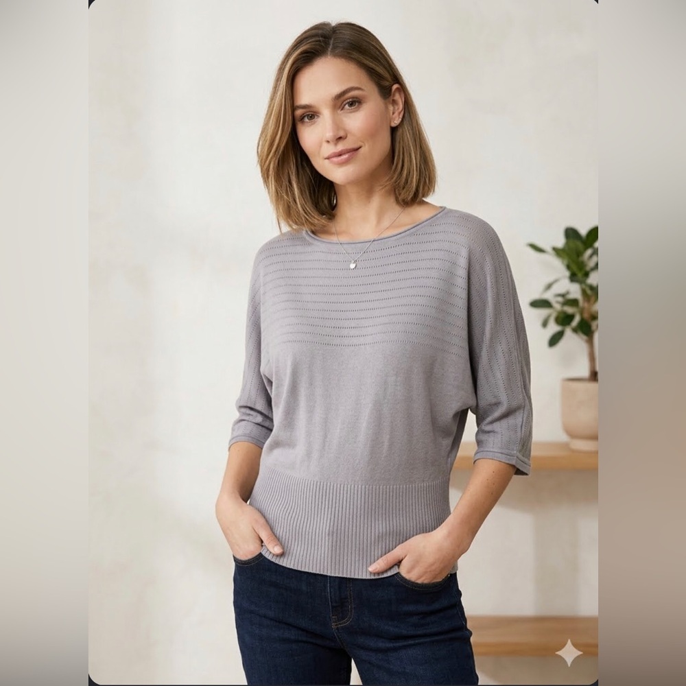 MEXX | knitted 3/4 sleeve oversized crew neck style top | size S